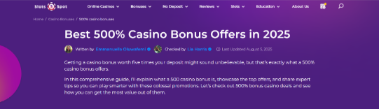 SlotsSpot provides access to the best casino bonuses: Top offers 2 SlotsSpot